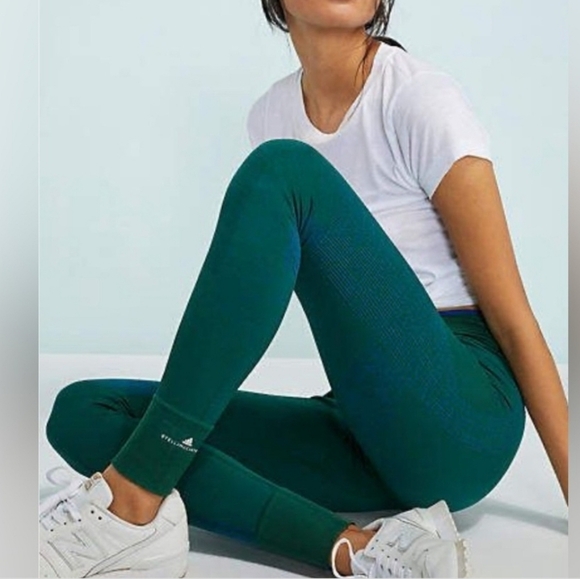 Adidas By Stella McCartney | Seamless Training Leggings Size S In Green - Picture 3 of 16